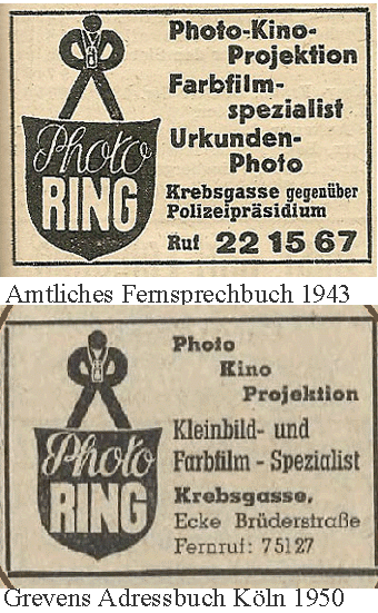 Photo Ring Koeln Telefonbuch 1943 Adressbuch 1950